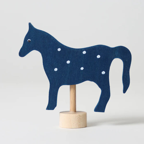 Grimm's Blue Horse Candle Holder Decoration