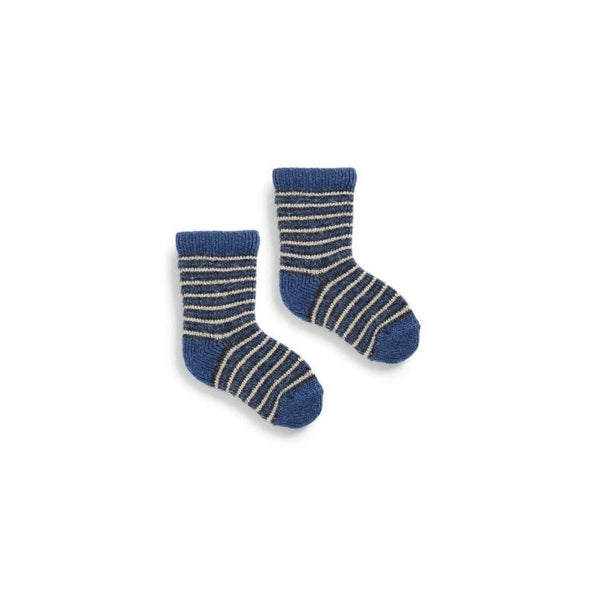 Baby Pin Stripe Wool & Cashmere Socks - Denim