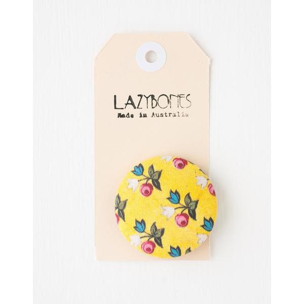 Yellow Floral Button Brooch