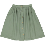 Organic Cotton Long Button Skirt - Oil Green