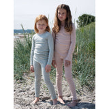 Organic Cotton Child Leggings - Lake/Off White Stripe