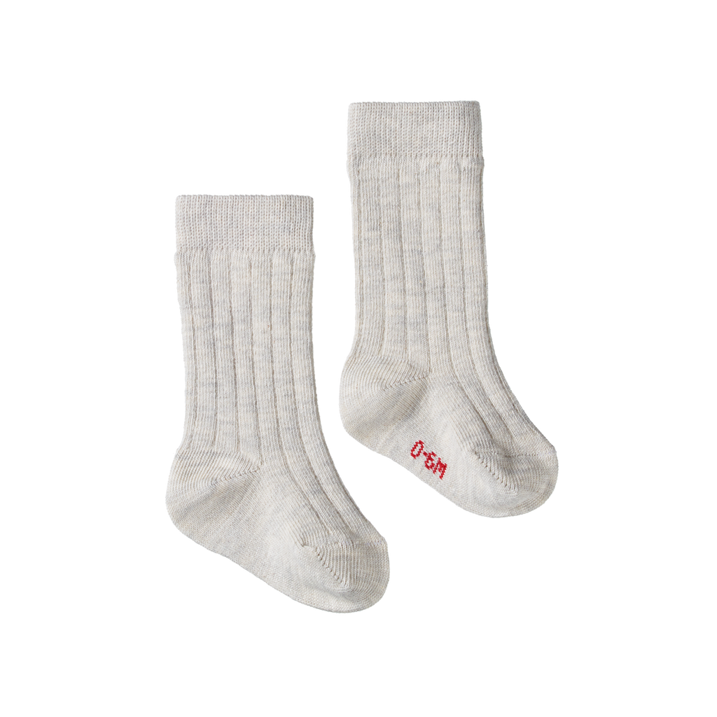 Organic Cotton Rib Socks - Light Grey Marl