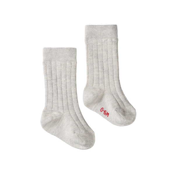 Organic Cotton Rib Socks - Light Grey Marl