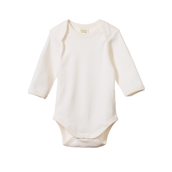 Organic Cotton Long Sleeve Body Suit - Natural
