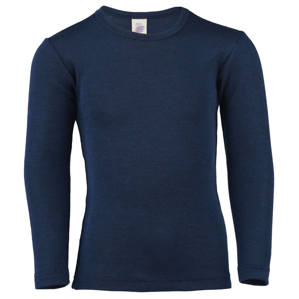 Engel Long Sleeved Top in Wool/Silk - Navy Blue
